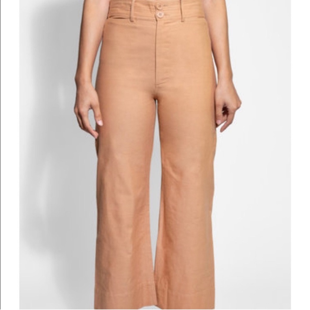 Apiece Apart Wide-Leg Cropped Merida Pants in Terracotta Peach Size 6